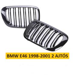  BMW E46 2 Ajtós hűtőrács Vese kétsoros rács fényes fekete 1998-2001