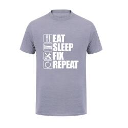  Autós Póló Eat Sleep Fix Repeat Pamut, Kényelmes Autós Felső (M-XXL) Szürke XL