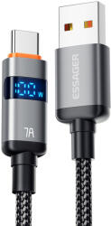Essager ES-X61 - 1 méter, Type-A - Type-C, USB kábel. Digitális kijelző, 100W töltés, gyöngyvászon borítás