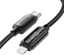 Essager ES-X57 - 2 méter, Type-C - Lightning, USB kábel. Digitális kijelző, 29W töltés, gyöngyvászon borítás