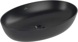 Villeroy & Boch Artis - Pultra helyezhető mosdó 61x41 cm, túlfolyó nélkül, csapfurat nélkül, CeramicPlus, Pure Black 419861R7 (419861R7)