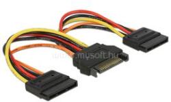 Delock SATA tápkábel 15 tus csatlakozódugóval > 2 x hálózati SATA 15 tus csatlakozóhüvellyel, 15 cm (DL60143) (DL60143)