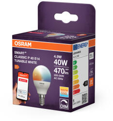 OSRAM Smart+ ZigBee E14 LED kisgömb, 4, 9 W, 470 lm, 2700-6500 K, dimmelhető (4099854460593)