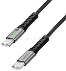 LogiLink USB 3.2 Gen2x2 Type-C kábel, C/M - C/M, 20Gbps, 100W, 4K, LED, fém, fekete, 2 m (LOGILINK_CU0434) (LOGILINK_CU0434)