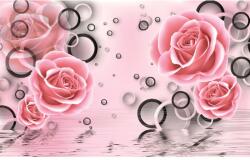 MÉDIA Matrica tapéta Rózsaszín rózsák és körök, 250 x 200 cm (FOTOTAP13930)