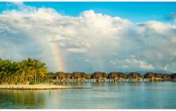 MÉDIA Öntapadó és mosható falfestmény Szivárvány Bora Bora felett, 300 x 200 cm (FOTOTAP4656)