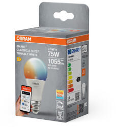 OSRAM Smart+ Matter Classic E27 LED, 9, 5 W, 1055 lm, 2700-6500 K, dimmelhető (4058075851160)
