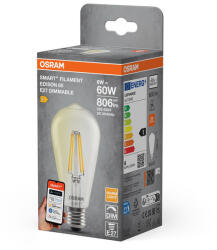 OSRAM Smart+ Matter Filament Classic E27 LED, 6 W, 806 lm, 2700 K, dimmelhető (4099854530043)