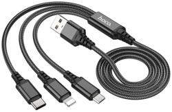 hoco. X76 töltőkábel 3in1 USB - Type-C/lightning/microUSB, 100cm, FEKETE (X76_B)