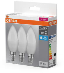 OSRAM LED Base Classic B 6.8W, 806 lm, 6500K, opál, 3 darabos (4099854514357)
