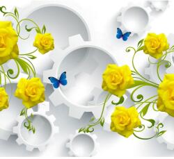 Blueback MAT Tapéta Sárga rózsák és pillangók 2 300 x 250 cm (BBIMG4476)