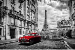 Media Öntapadó és mosható falfestmény Piros autó, Eiffel-torony, retro, 350 x 250 cm (FOTOTAP8142)