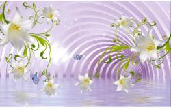 MÉDIA fali tapéta, öntapadó és mosható, fehér liliomok és ívek modell, 270 x 200 cm (FOTOTAP566)