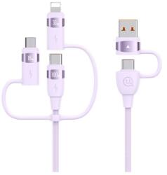 USAMS U85 töltőkábel 5in1 Type-C/USB - Type-C/lightning/microUSB, 120cm, LILA (SJ645USB02)