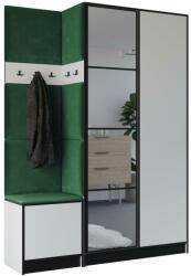  Szekrény EDEN 13 - BxHxT 158x205x39cm - fehér & zöld Ruhásszekrény