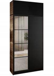  Kétszárnyú szekrény tükörrel EDEN aranytölgy craft + fekete mintázatú 2D felsőrésszel, 4. minta Ruhásszekrény