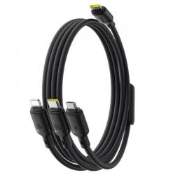 Baseus Cablu Incarcare USB-C - Lightning / microUSB / USB-C Baseus Silky 3in1 P10376303121-01, 100W, 1.5m, Negru