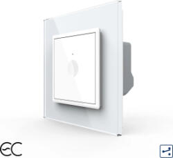 LIVOLO Intrerupator Simplu Cap Scara / Cruce cu Touch LIVOLO cu Rama din Sticla - Protocol Zigbee EC Alb (VL-FC1SZ2-2W-11)