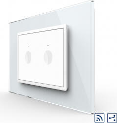 LIVOLO Intrerupator dublu cap scara-cap cruce Livolo wireless cu touch rama din sticla Alb (vl-fc2sr-3wp-11)