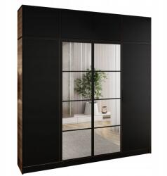  Négyajtós szekrény tükörrel EDEN felsőrésszel 4D aranytölgy craft + fekete minta 4 Ruhásszekrény