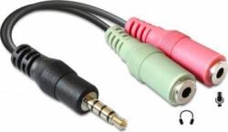 Delock Cablu stereo Delock jack 3.5mm 4 pini la 2 x jack 3.5mm pentru casca + microfon T-M (65344)