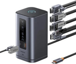 Baseus Docking station Baseus Spacemate Series 11-in-1 USB-C la 2x HDMI 4K@60Hz 2x DP 4K@60Hz 2x USB-A 1x USB-C 1x RJ45 1x USB-A (480Mbps) (da-70917)