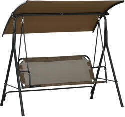 Outsunny Háromszemélyes Kerti Hintaágy Állítható Napellenzővel, 172x110x153 cm, Barna