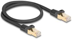Delock RJ45 cablu de rețea cu manta împletită Cat. 6A S/FTP de la mascul la mascul 0, 5 m negru
