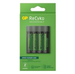 GP Batteries RECYKO akkutöltő LED jelzés, 4xAA/AAA elem kompatibilis + 4db 2700mAh AAA elem, FEKETE M451 (M451)