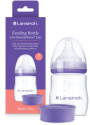 Lansinoh Cumisüveg lassú folyású etetőcumival + fedéllel 160 ml