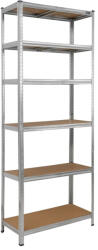 Dedra N1415 Fém raktári polc/tároló állvány, 6 polccal, EZÜST, 224x90x40cm (N1415)
