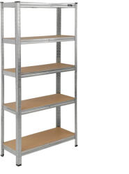 Dedra N1405 Fém raktári polc/tároló állvány, 5 polccal, EZÜST, 154x75x30cm (N1405)