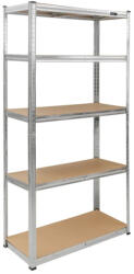 Dedra N1410 Fém raktári polc/tároló állvány, 5 polccal, EZÜST, 180x90x40cm (N1410)
