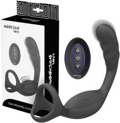 Addicted Toys - vibrator anal cu inel pentru penis și testicule - negru