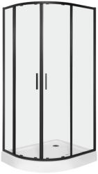 Kerra Solid RA 100x80 BL íves duplaajtós aszimmetrikus zuhanykabin zuhanytálcával -balos (SOLID-RA-100X80-BL-MAD-B) - leziter