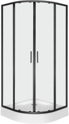 Kerra Solid RS 90 fekete íves duplaajtós zuhanykabin zuhanytálcával (SOLID-RS-90-BL-ALAN) - leziter