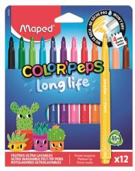 Maped Filctoll készlet, 3, 7 mm, kimosható, MAPED „Color`Peps Long Life 2, 12 különböző szín (IMA844000) - webpapir