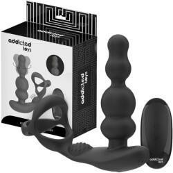 Addicted Toys - vibrator anal rotativ cu cap mobil și inel pentru penis - negru (8435565959722) Vibrator