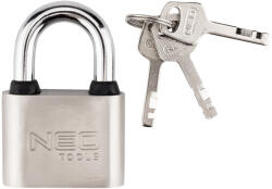 NEO TOOLS Lakat 50mm, rézöntvény-acél, időjárásálló, 3 kulccsal (85-064)