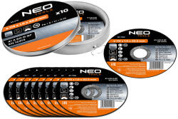 NEO TOOLS Vágókorong fémhez 115x1x22.2mm, 10db, 41A60-T-BF, INOX (55-570)