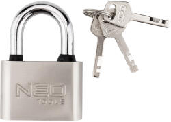 NEO TOOLS Lakat 60mm, rézöntvény-acél, időjárásálló, 3 kulccsal (85-065)