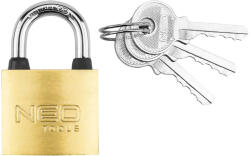 NEO TOOLS Lakat 30mm réz-acél, időjárásálló, 3 kulccsal, min. rendelés: 3db (85-050)