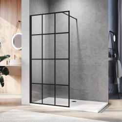 Welland Kyoto walk-in zuhanyfal 100 x 195 cm - fekete profil dekorbetéttel