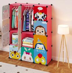 Hurtnet HÖGLER Moduláris Push-Fit Aranyos gyerek gardróbszekrény, piros 144 x 109 cm, 12 modul (3899)