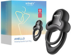 Honey Play Box Box Anello - App-vezérelt vibrációs pénisz- és heregyűrű, férfiaknak (fekete)