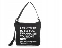 Jennifer Jones Női ifjúsági iskolatáska feliratos könnyű anyagból A4 fekete (4559)