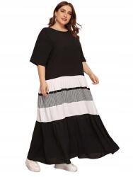 Shein Ruha szellős maxi boho csíkos fekete-fehér 42