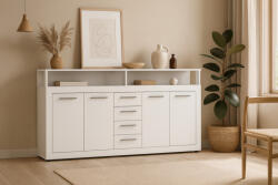  Komód 4 ajtóval és 4 fiókkal fehér színben - XXL LUNA (wipPULUKO44BBBB0C3030)