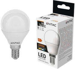 Entac Izzó led E14 gömb mini 4W 4000K semleges 345Lm fehér Entac (LLMG14-4W-NW)