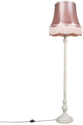 QAZQA Retro állólámpa szürke rózsaszín Granny búrával - Classico (95299)